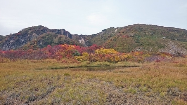 湿原の沼の紅葉640